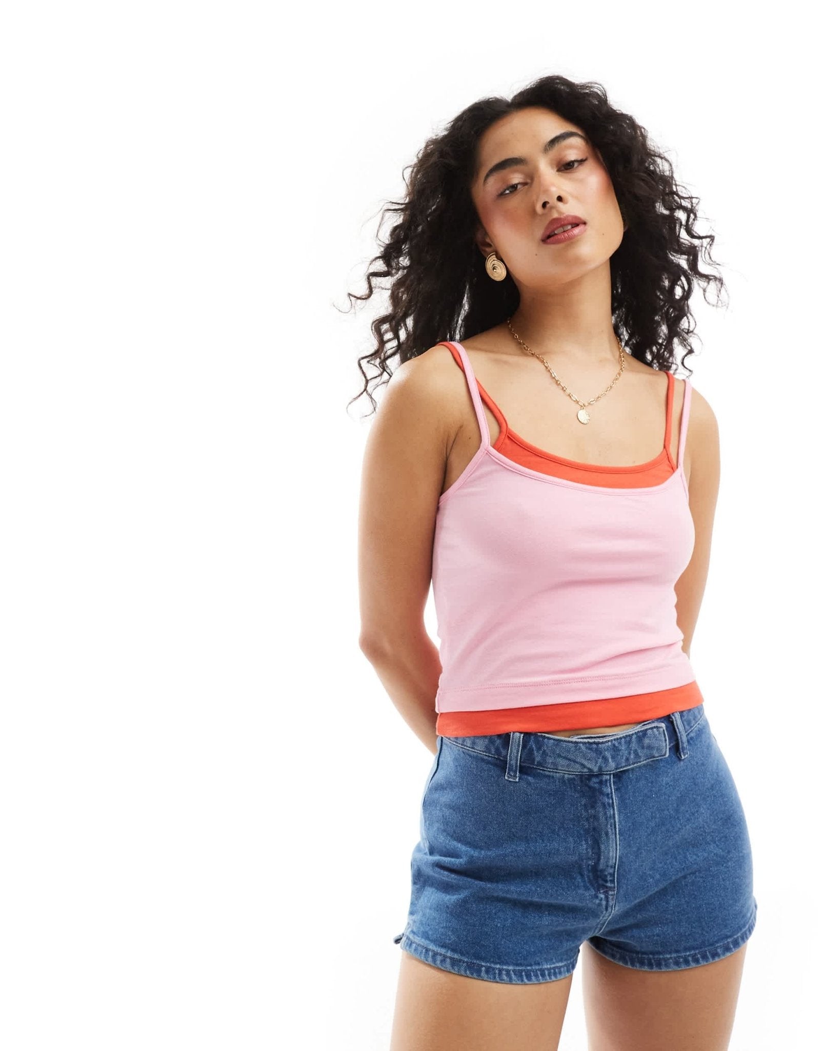 Mango double cami top in red and pink - ASOS Sample Sale EU Store