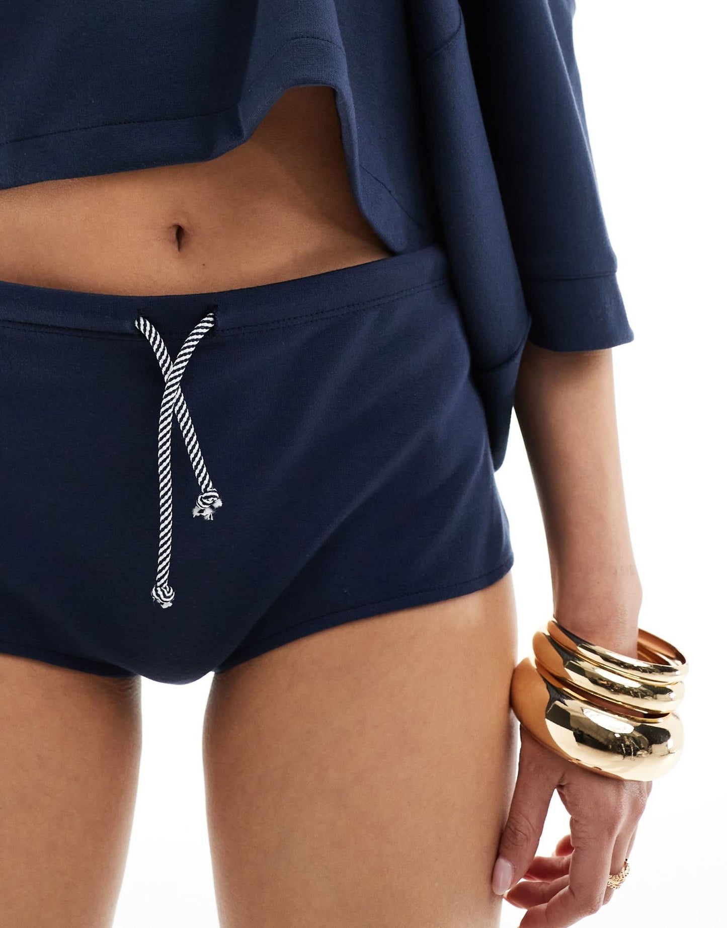 Mango drawstring co - ord shorts in navy - ASOS Sample Sale EU Store