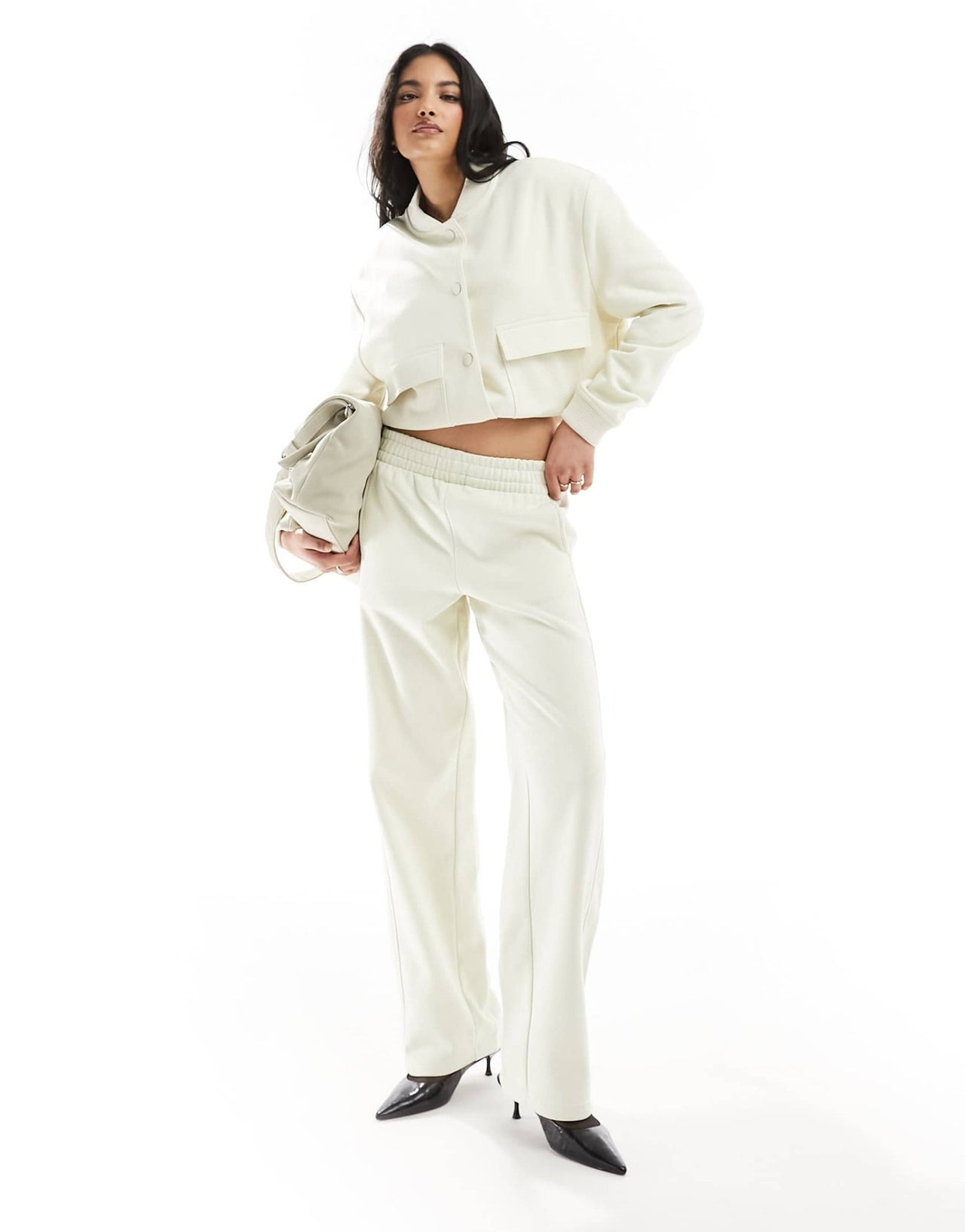 Mango drawstring relaxed co - ord trousers in off white - ASOS Sample Sale EU Store