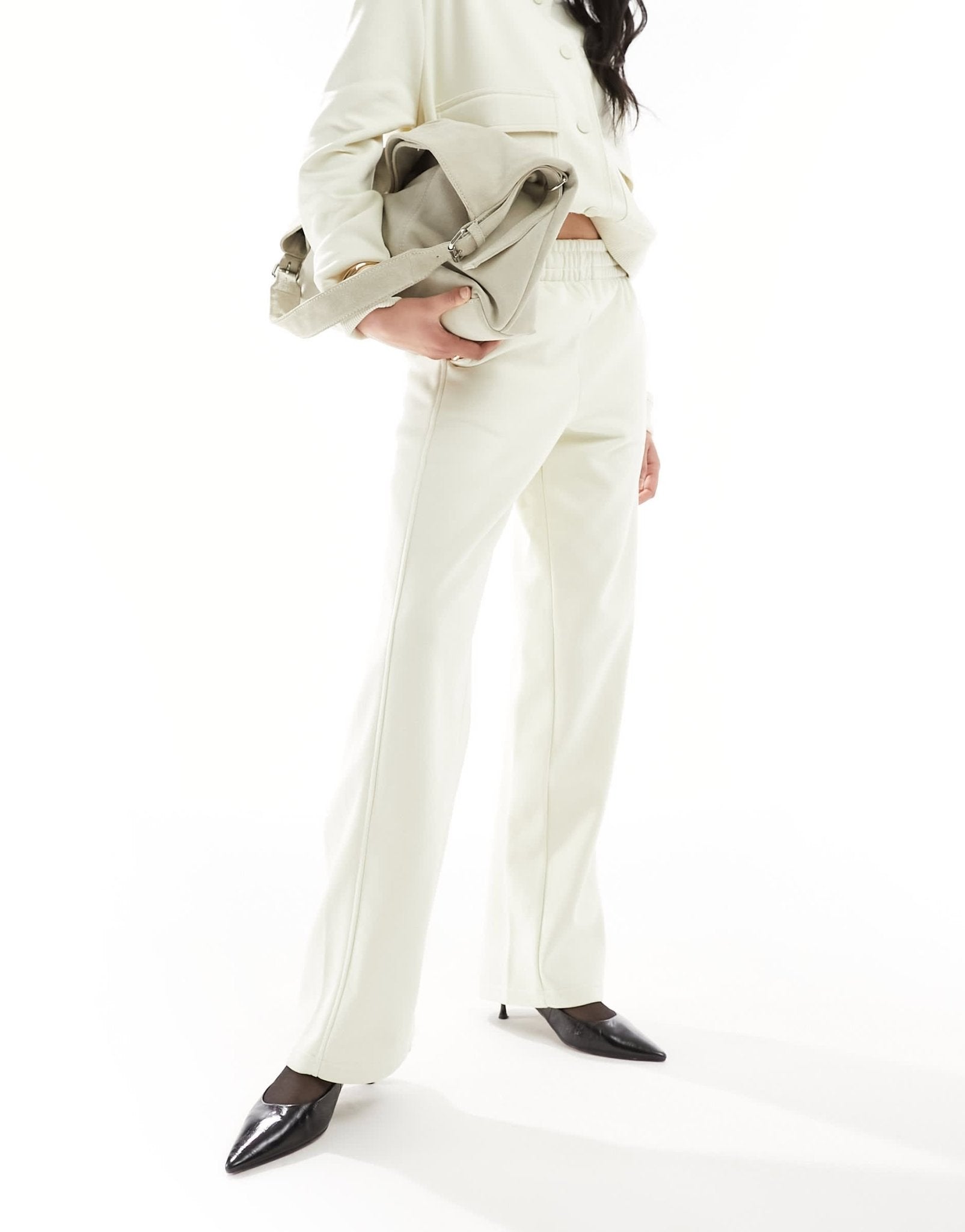 Mango drawstring relaxed co - ord trousers in off white - ASOS Sample Sale EU Store