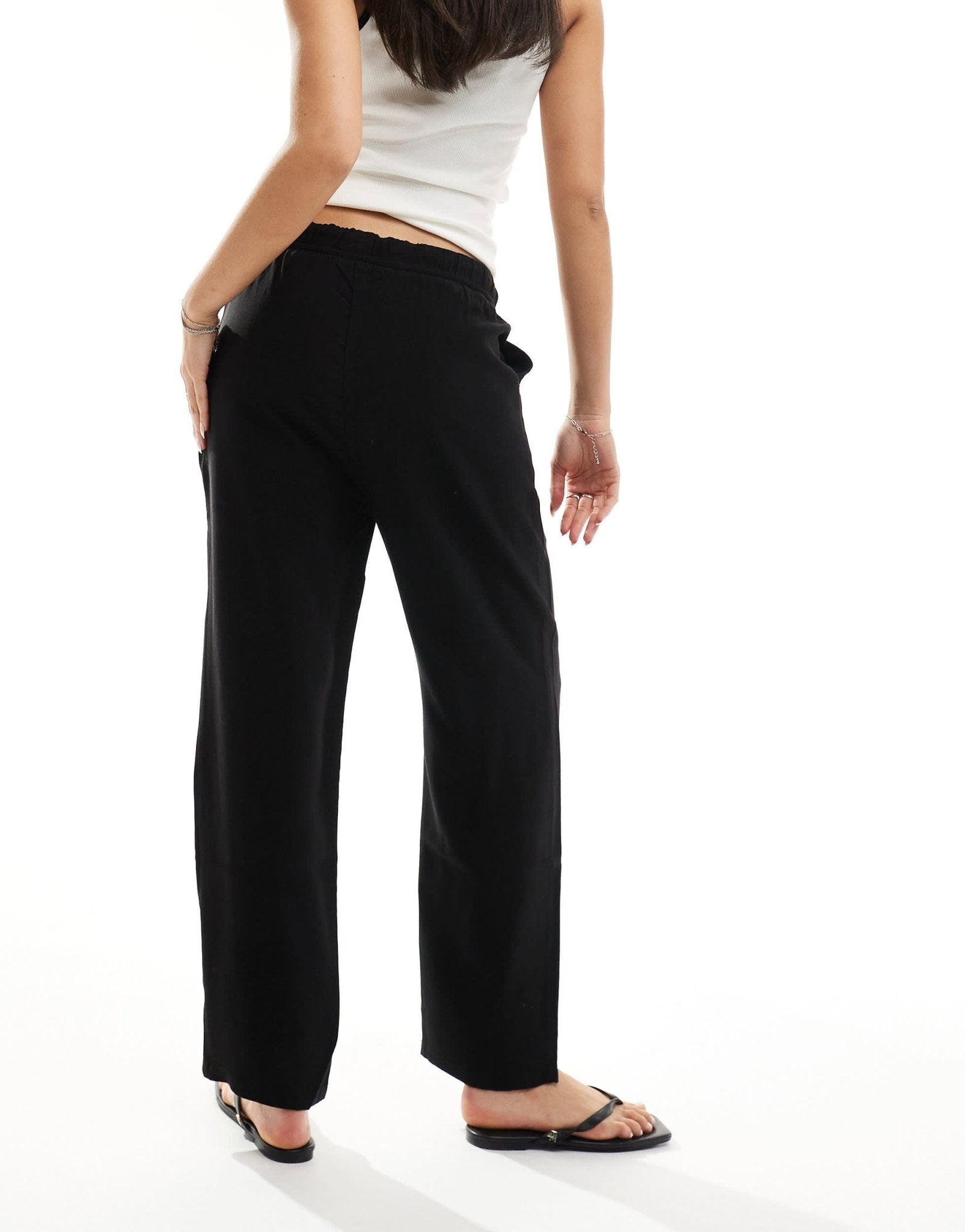 Mango drawstring slim trouser in black - ASOS Sample Sale EU Store