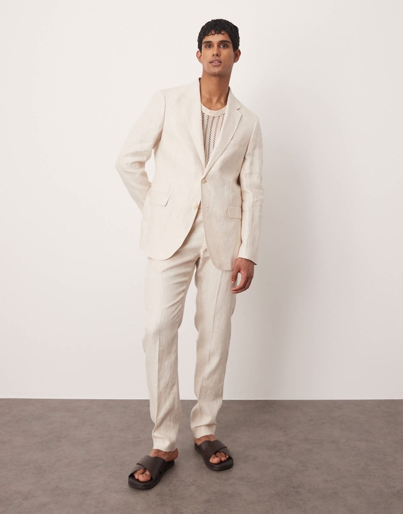 Mango flax linen blazer co - ord in light beige - ASOS Sample Sale EU Store