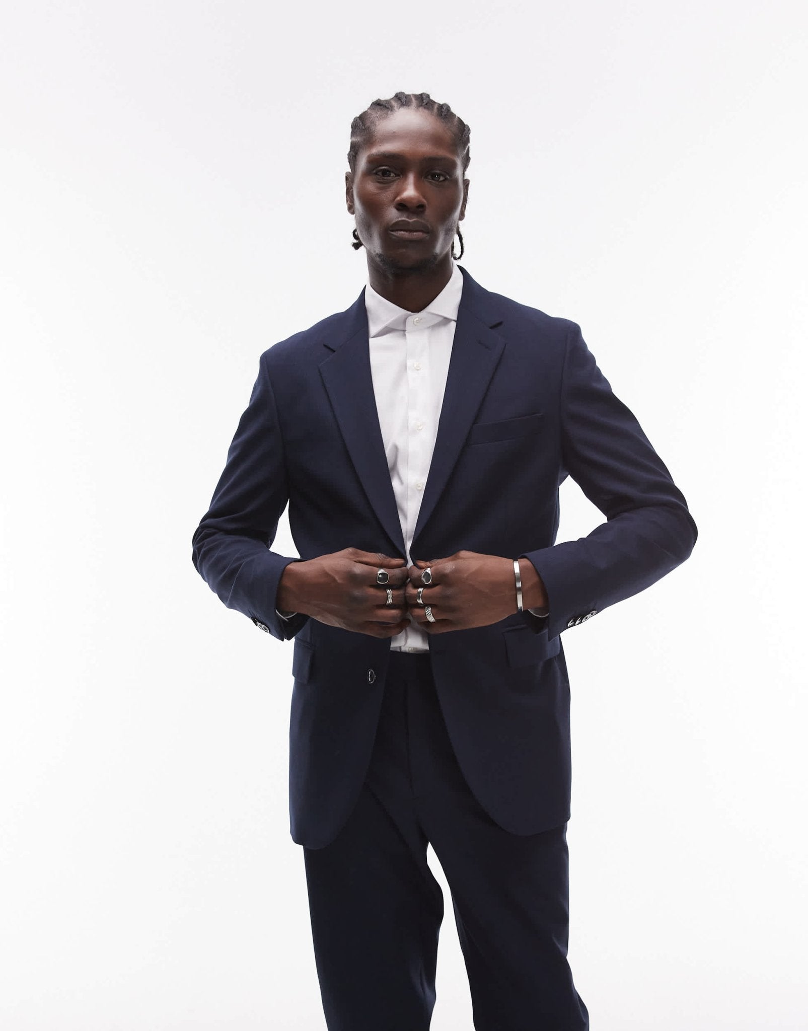 Mango herringbone blazer co - ord in navy - ASOS Sample Sale EU Store