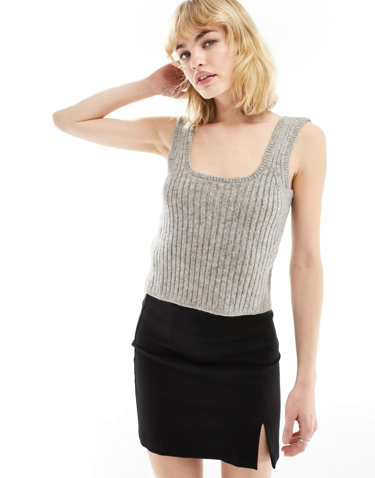 Mango knitted cami top in grey - ASOS Sample Sale EU Store