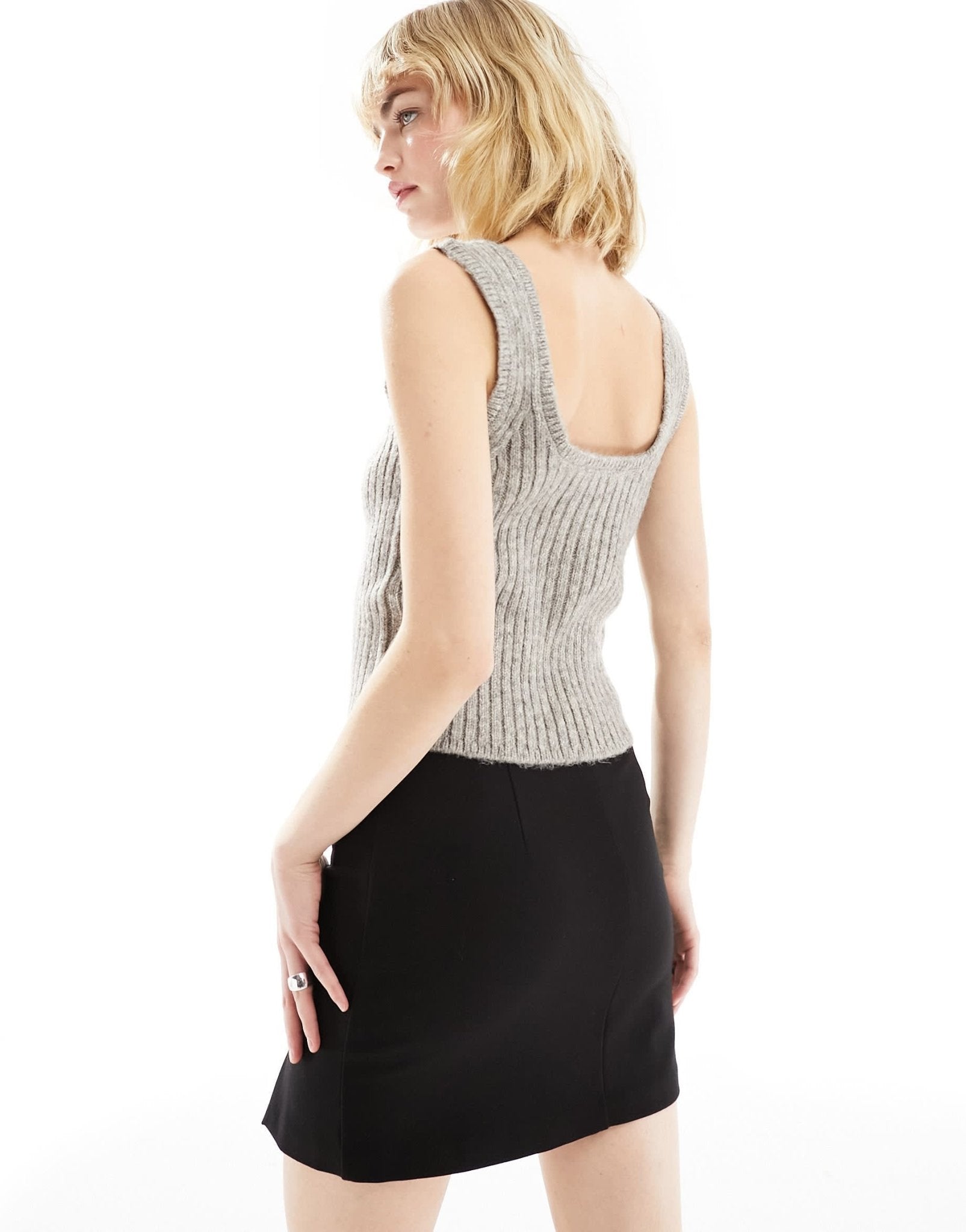 Mango knitted cami top in grey - ASOS Sample Sale EU Store