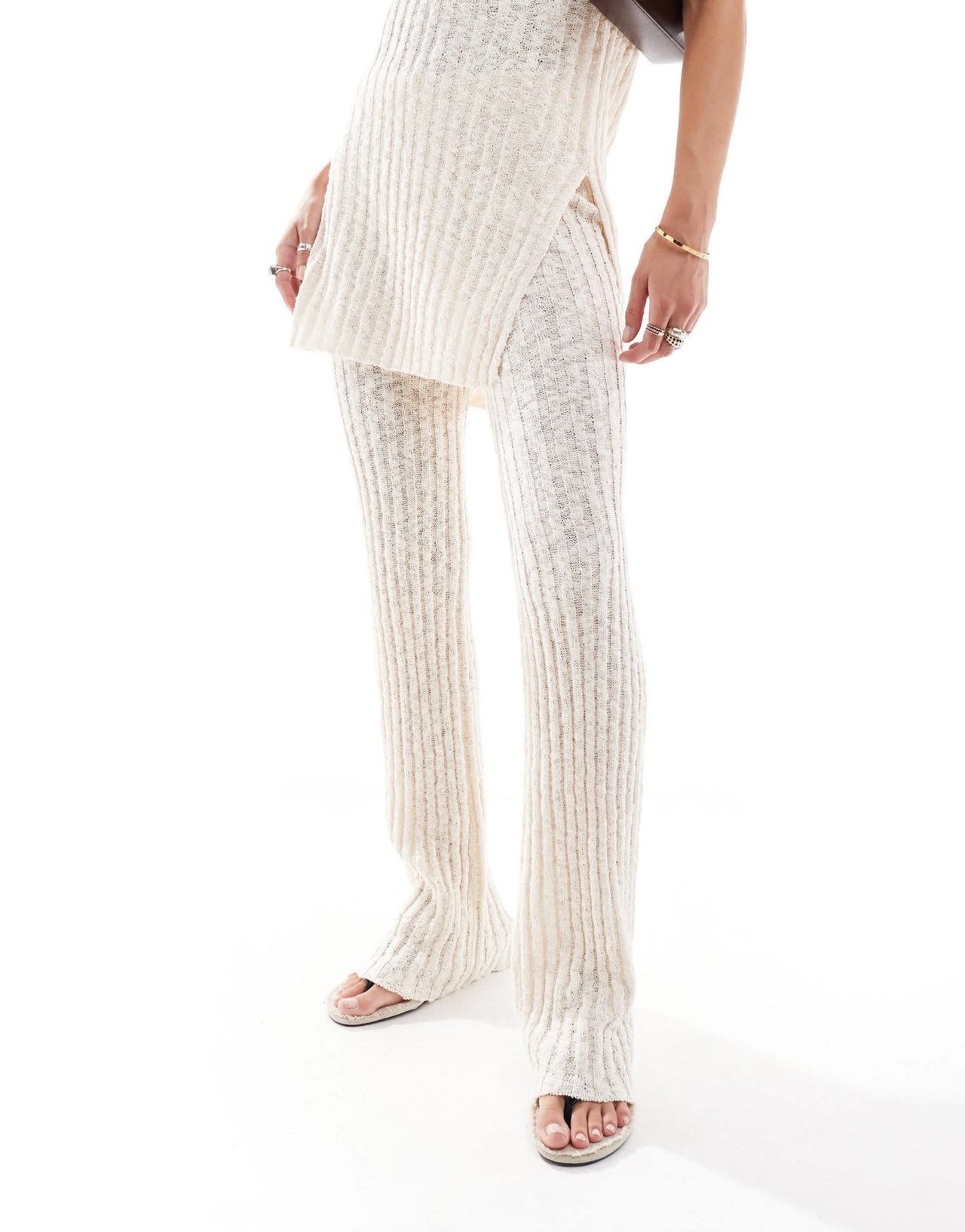 Mango knitted co - ord trousers in beige - ASOS Sample Sale EU Store