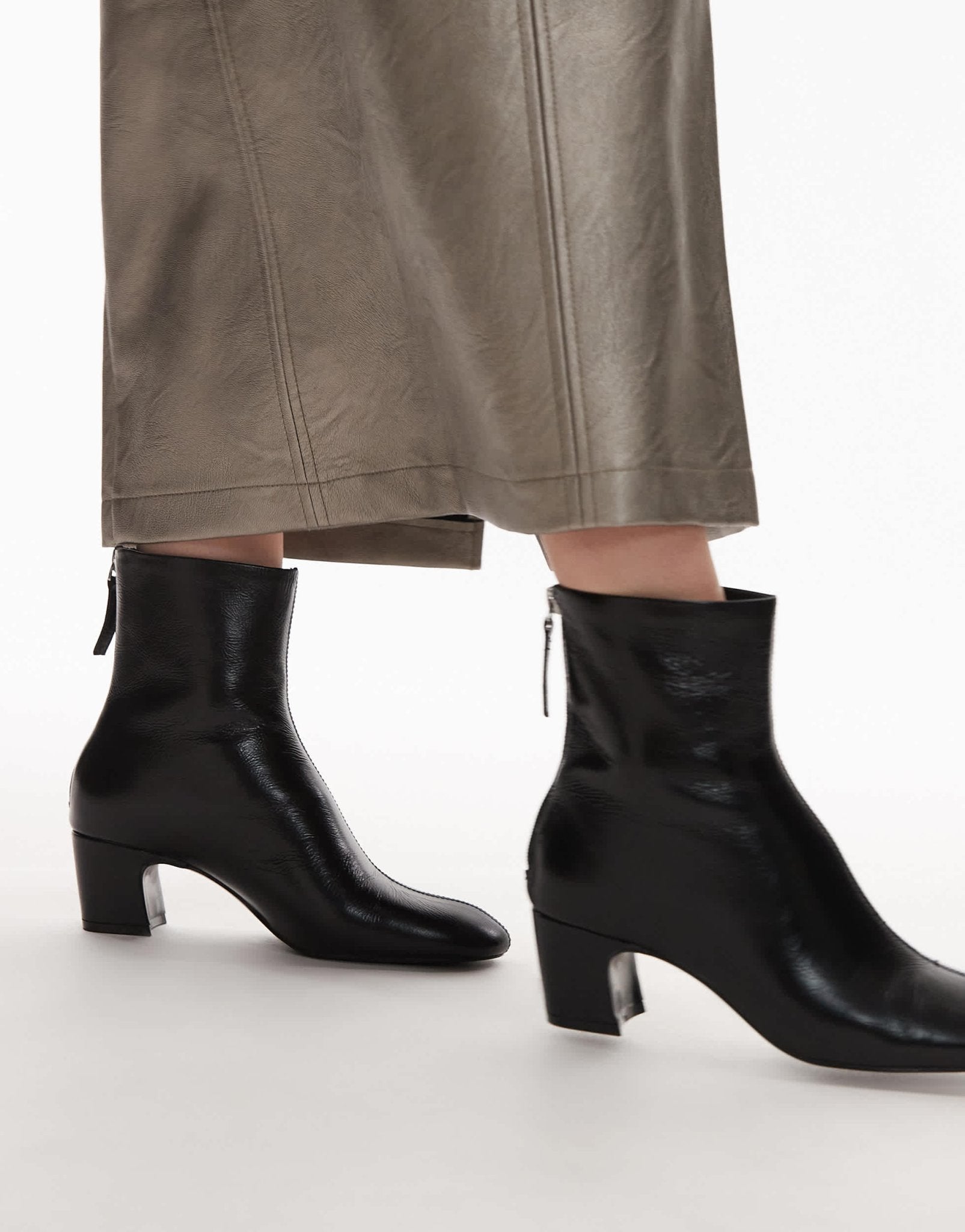 Mango leather round toe boot in black - ASOS Sample Sale EU Store