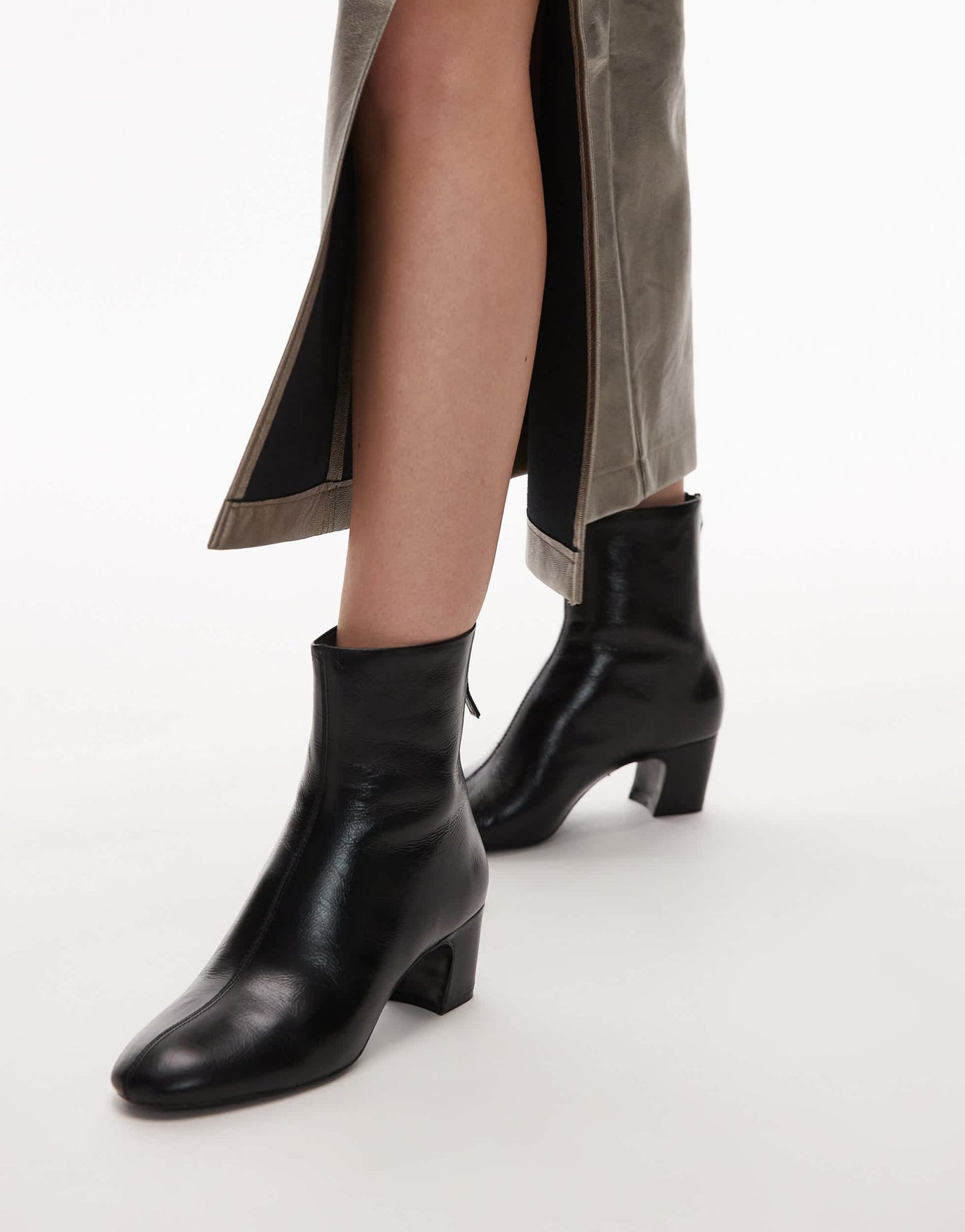 Mango leather round toe boot in black - ASOS Sample Sale EU Store
