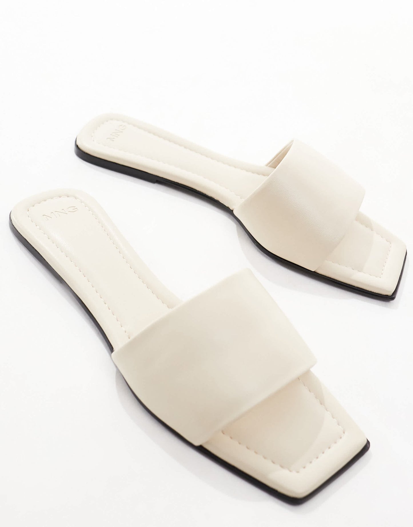 Mango leather sliders in white - ASOS Sample Sale EU Store