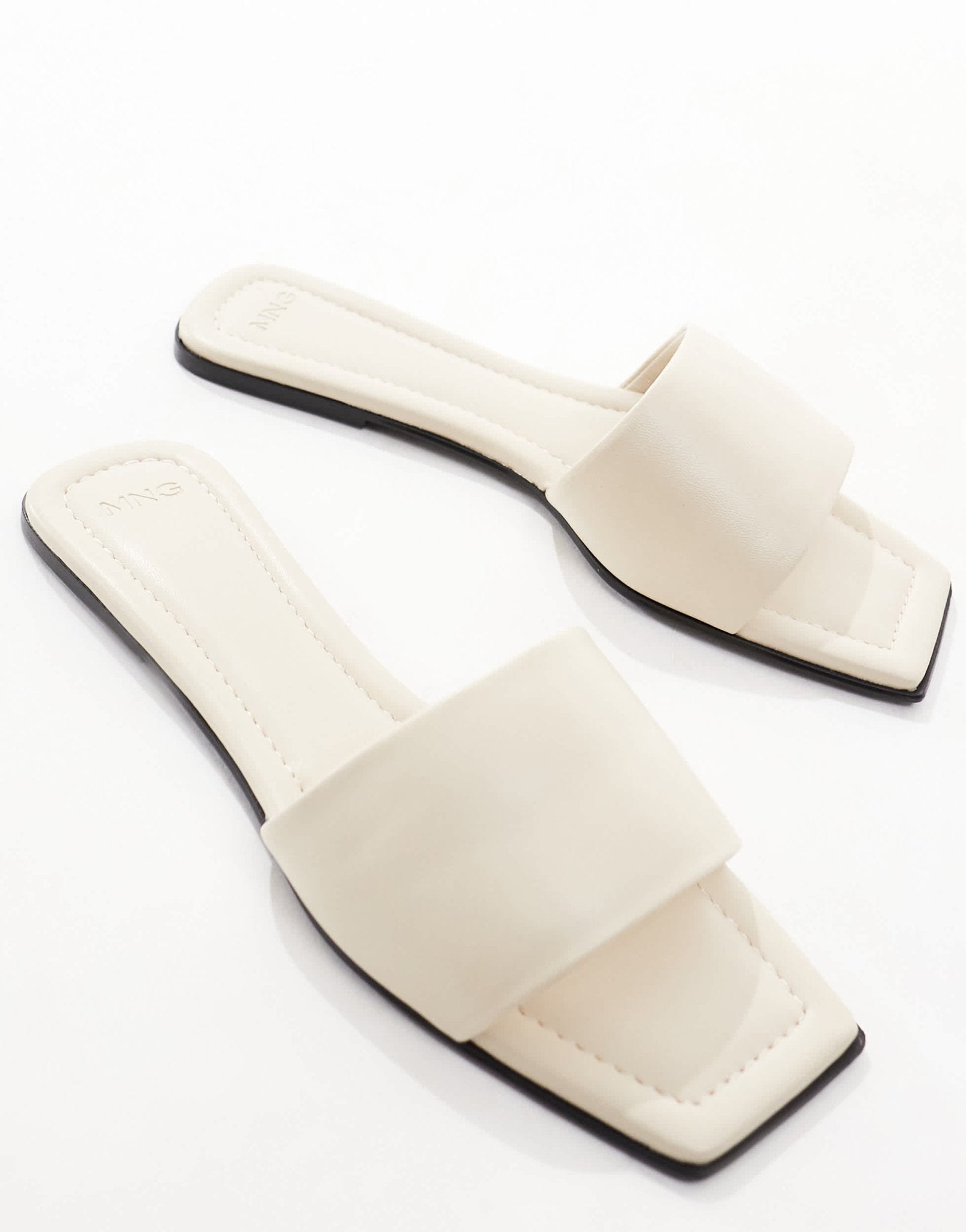 Mango leather sliders in white - ASOS Sample Sale EU Store