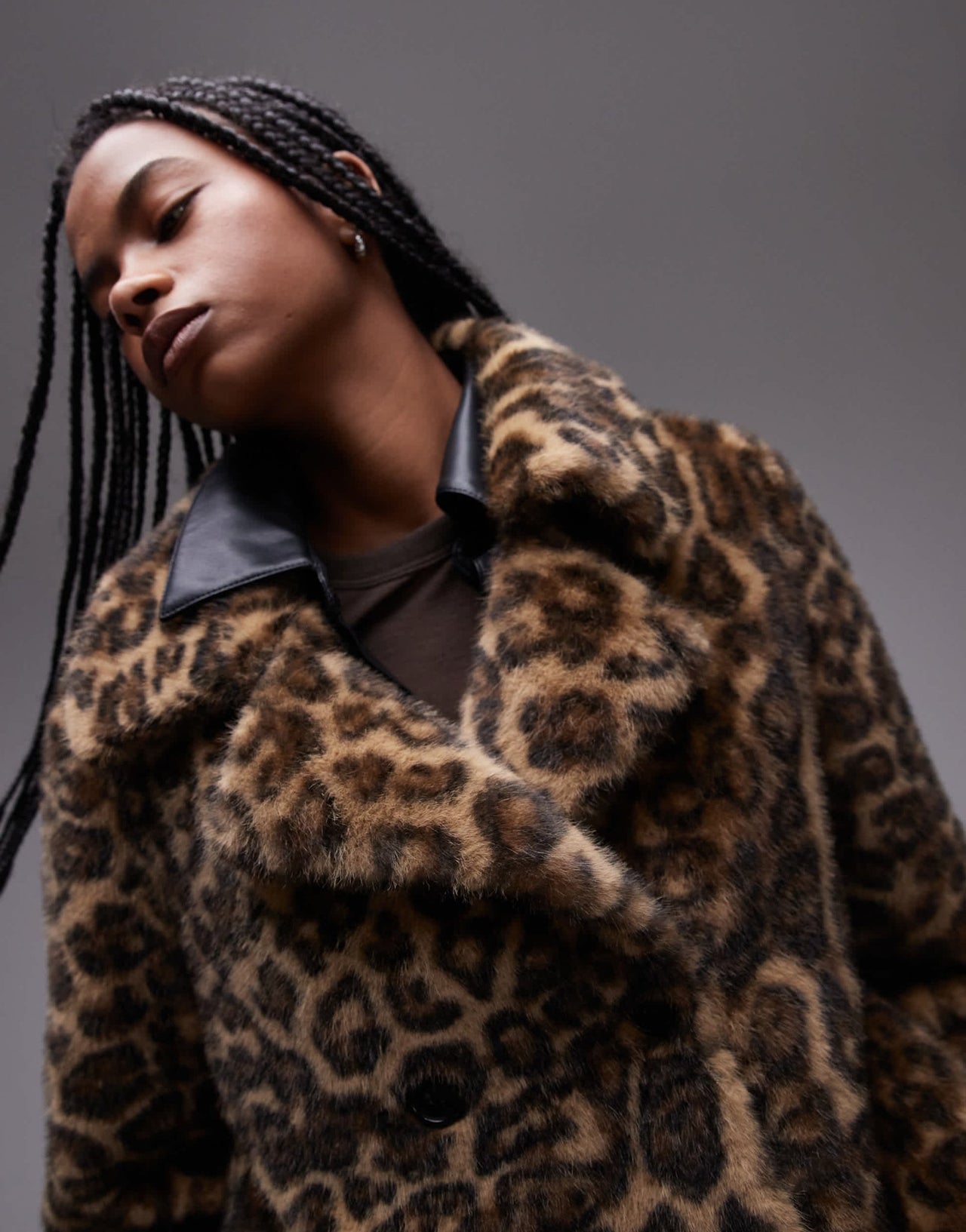 Mango leopard print fur jacket in brown - ASOS Sample Sale EU Store