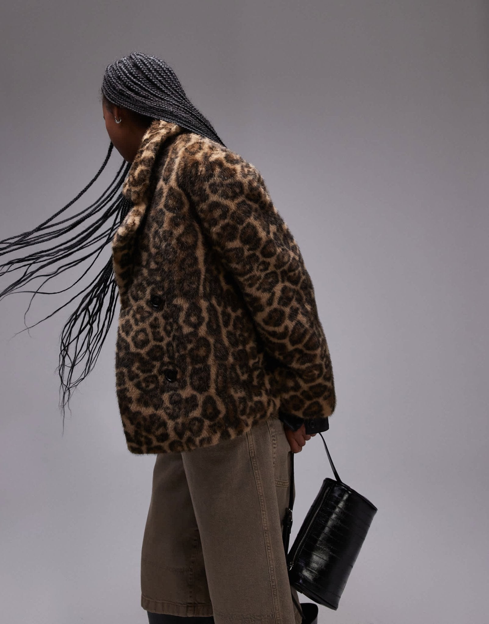 Mango leopard print fur jacket in brown - ASOS Sample Sale EU Store