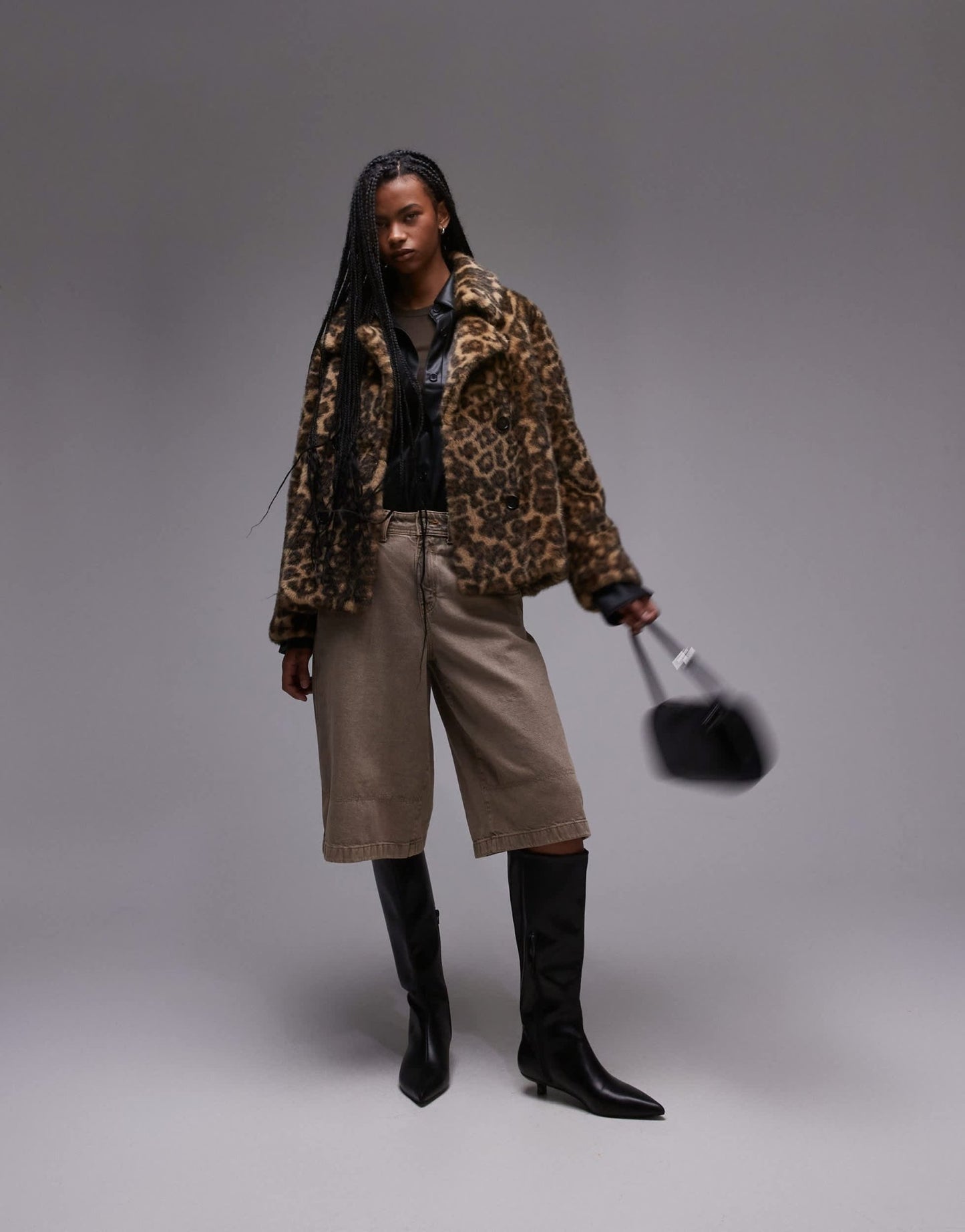Mango leopard print fur jacket in brown - ASOS Sample Sale EU Store