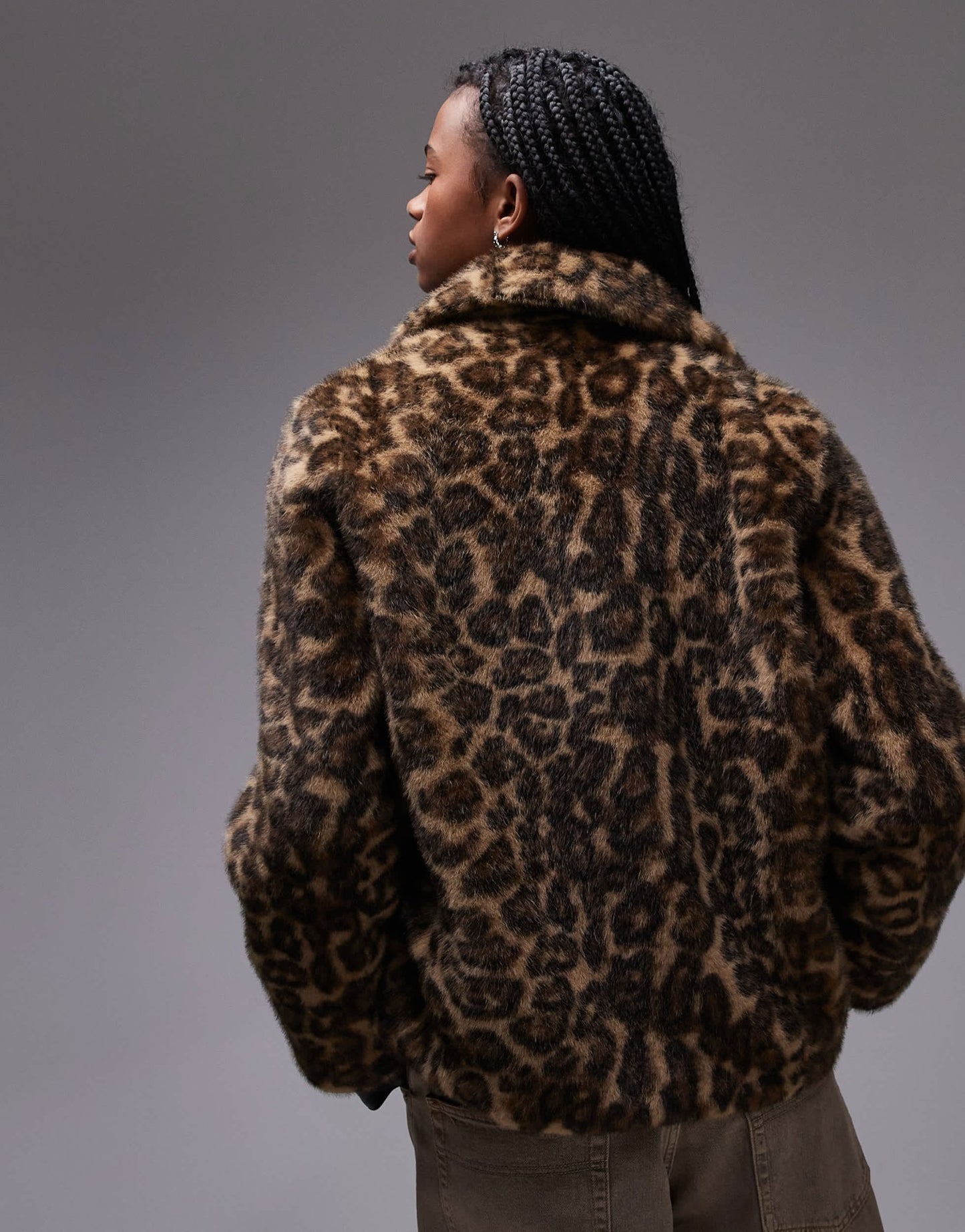 Mango leopard print fur jacket in brown - ASOS Sample Sale EU Store