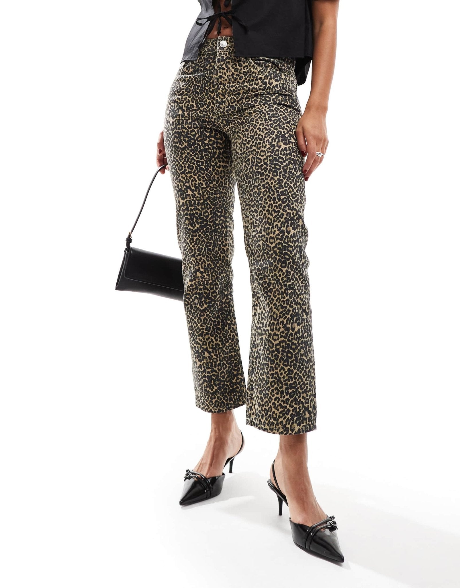 Mango leopard print straight leg jeans in brown - ASOS Sample Sale EU Store