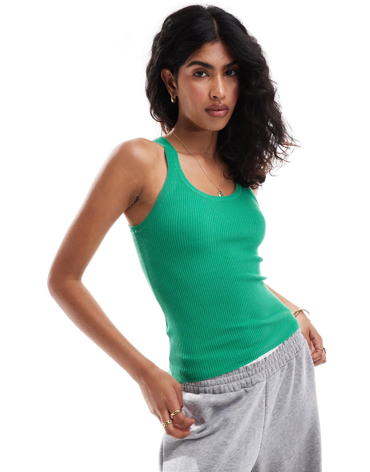 Mango lettuce hem vest in green - ASOS Sample Sale EU Store