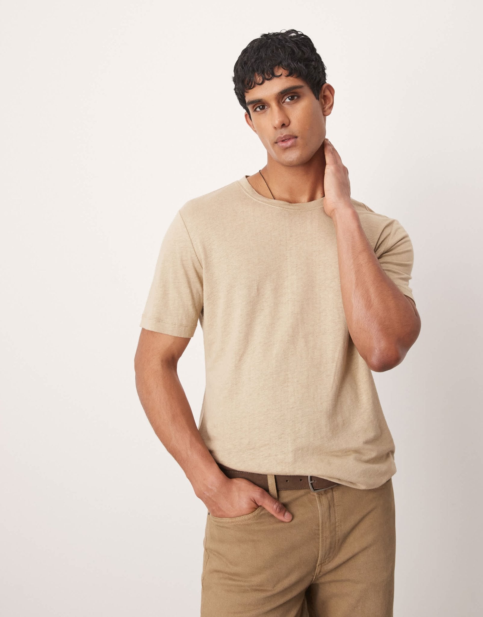 Mango lightweight t-shirt in light beige - ASOS Sample Sale EU Store