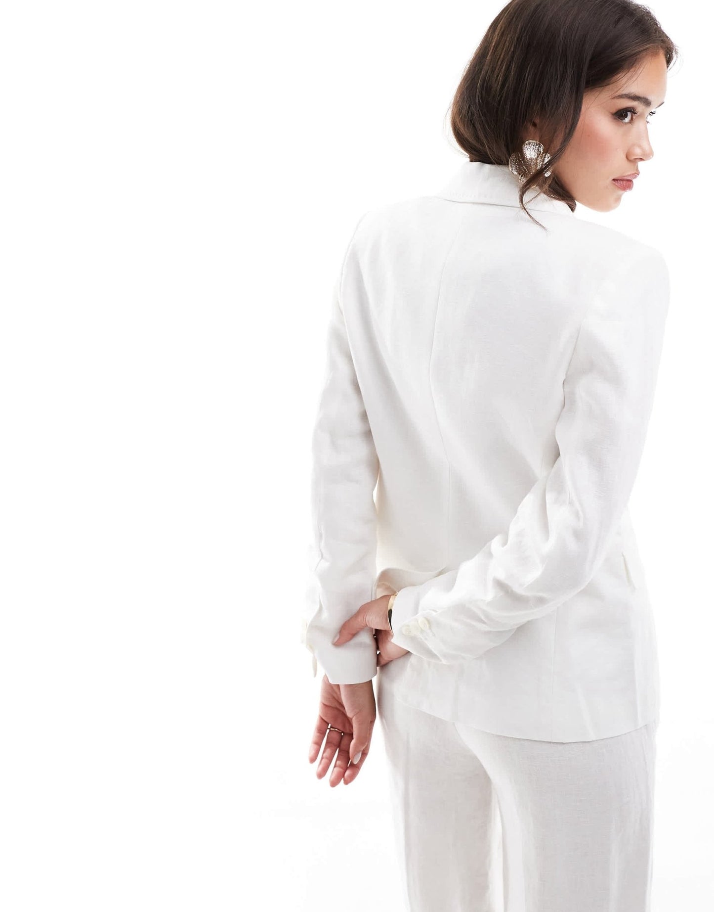 Mango linen cinched waist co - ord blazer in white - ASOS Sample Sale EU Store