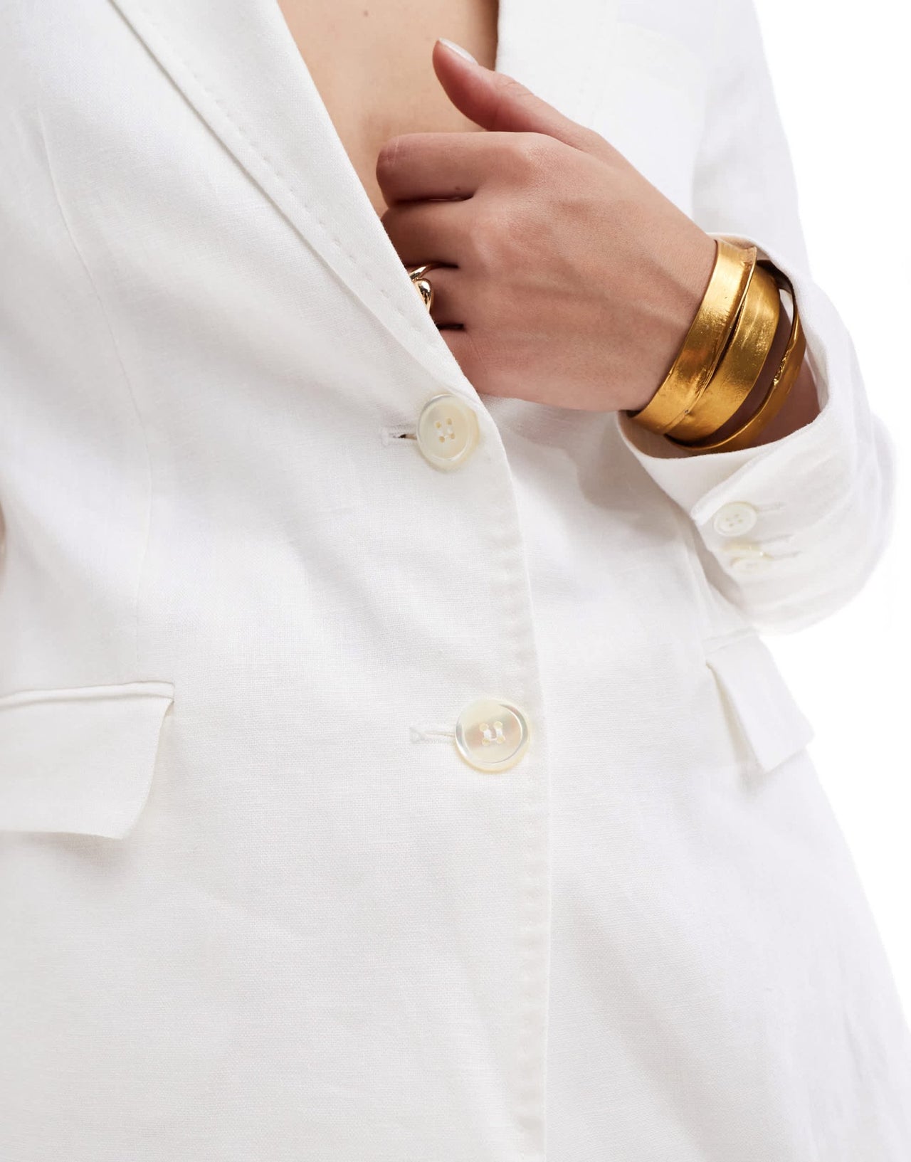Mango linen cinched waist co - ord blazer in white - ASOS Sample Sale EU Store