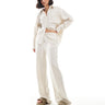 Mango linen look straight leg co-ord trousers in light beige