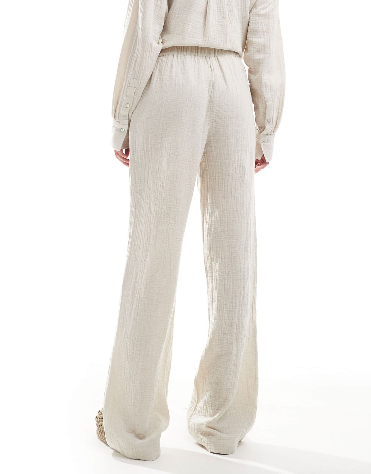 Mango linen look straight leg co - ord trousers in light beige - ASOS Sample Sale EU Store