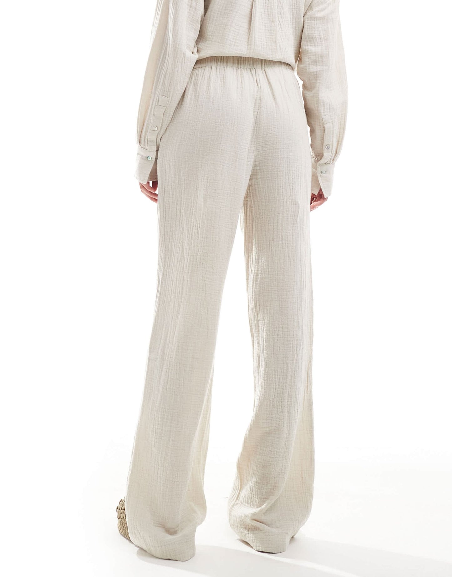 Mango linen look straight leg co - ord trousers in light beige - ASOS Sample Sale EU Store
