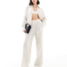 Mango linen look textured co-ord trousers in light beige