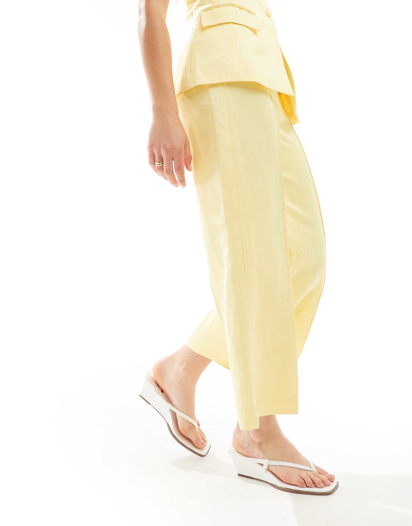 Mango linen mix co - ord tailored trousers in yellow - ASOS Sample Sale EU Store