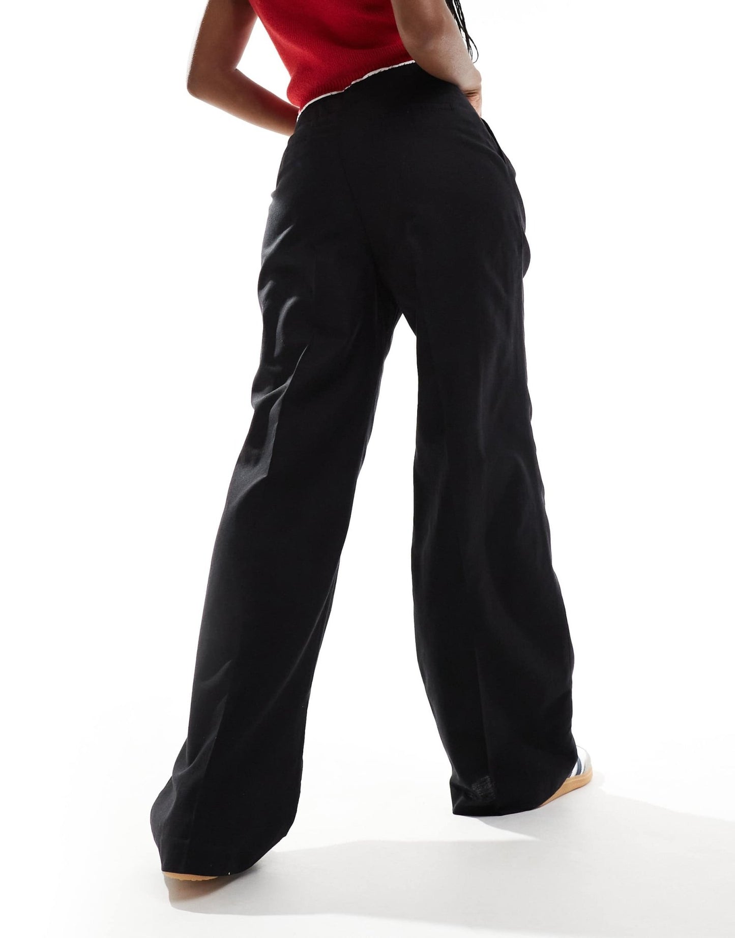 Mango linen mix waistband trouser in black - ASOS Sample Sale EU Store