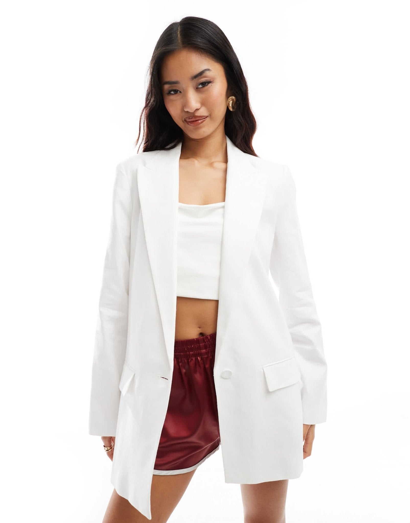 Mango linen relaxed blazer in white - ASOS Sample Sale EU Store