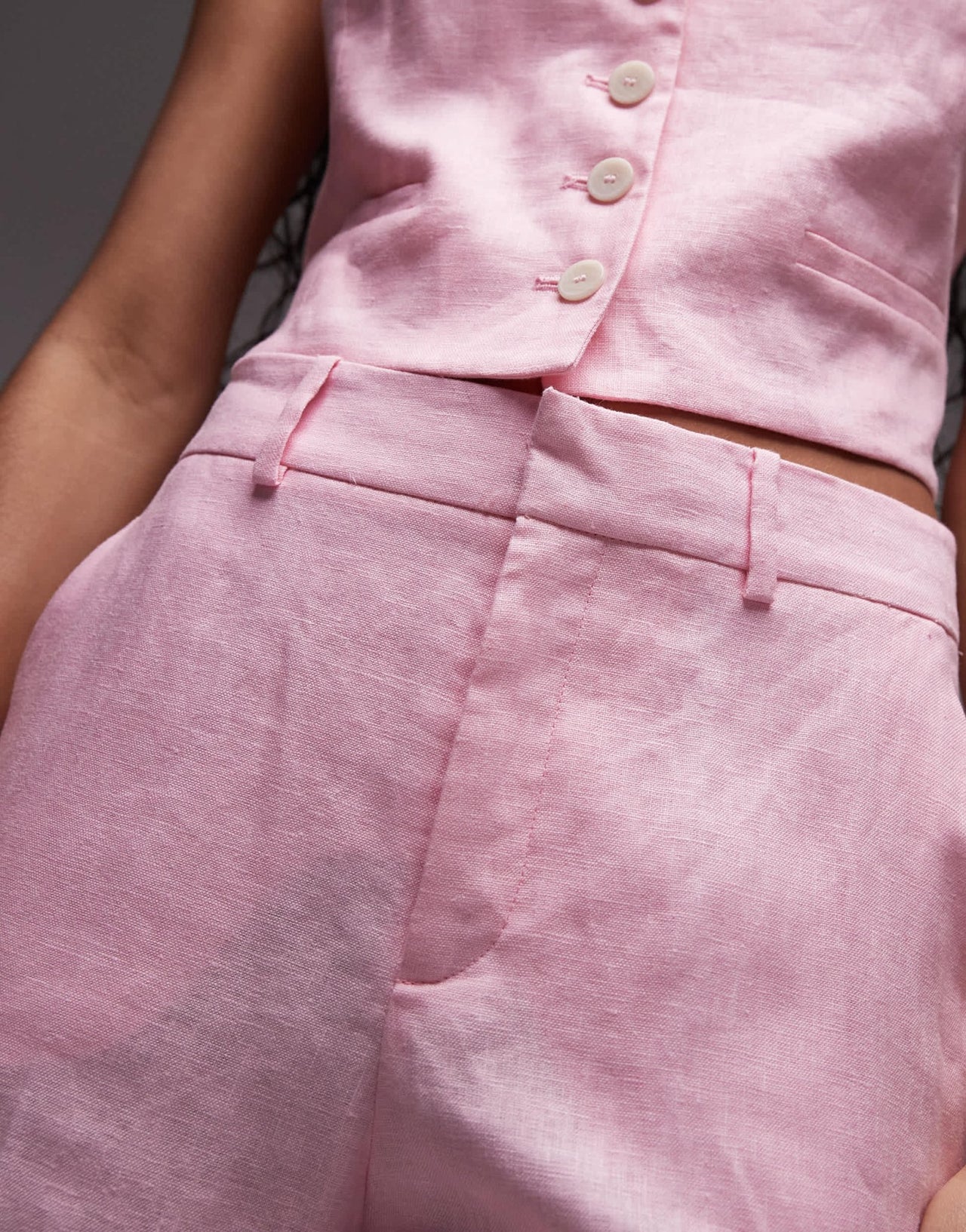 Mango linen tailored trouser co - ord in pink - ASOS Sample Sale EU Store