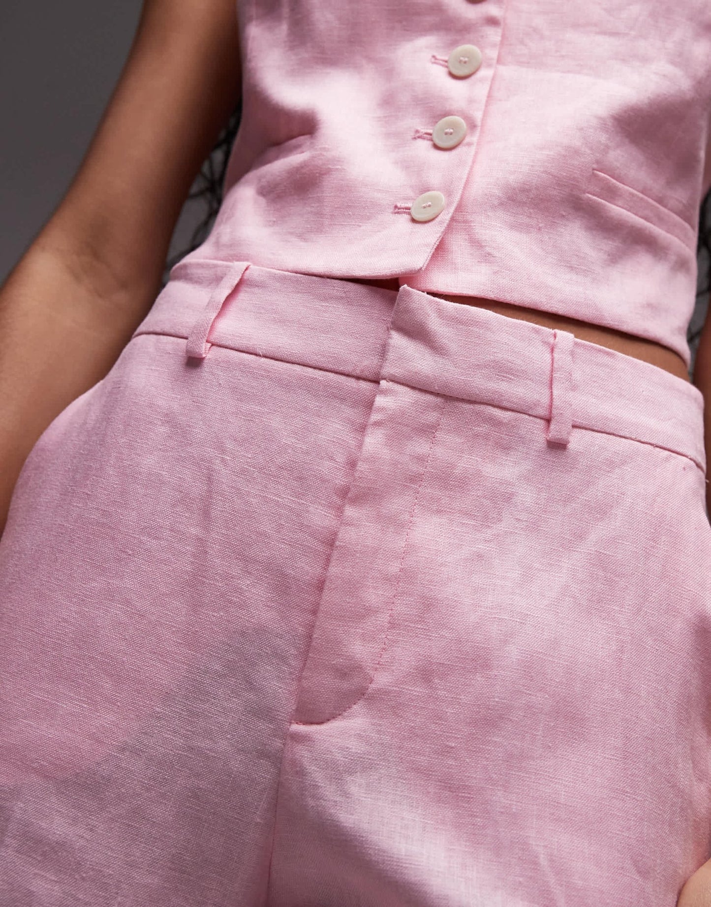 Mango linen tailored trouser co - ord in pink - ASOS Sample Sale EU Store