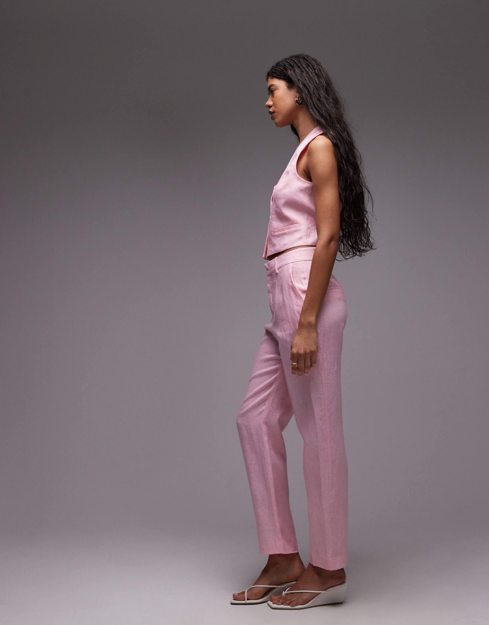 Mango linen tailored trouser co - ord in pink - ASOS Sample Sale EU Store