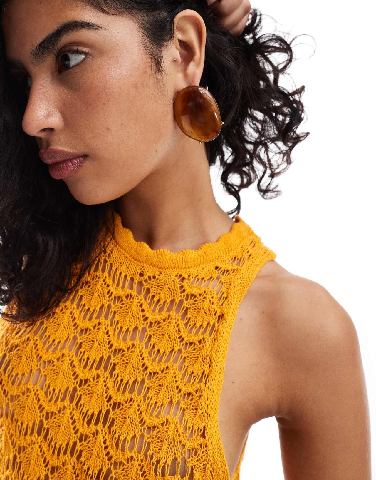 Mango longline crochet co - ord top in orange - ASOS Sample Sale EU Store