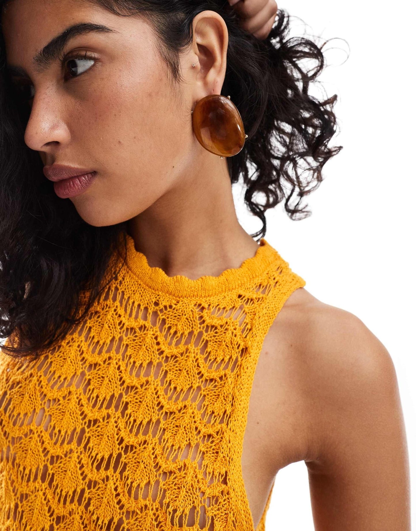 Mango longline crochet co - ord top in orange - ASOS Sample Sale EU Store