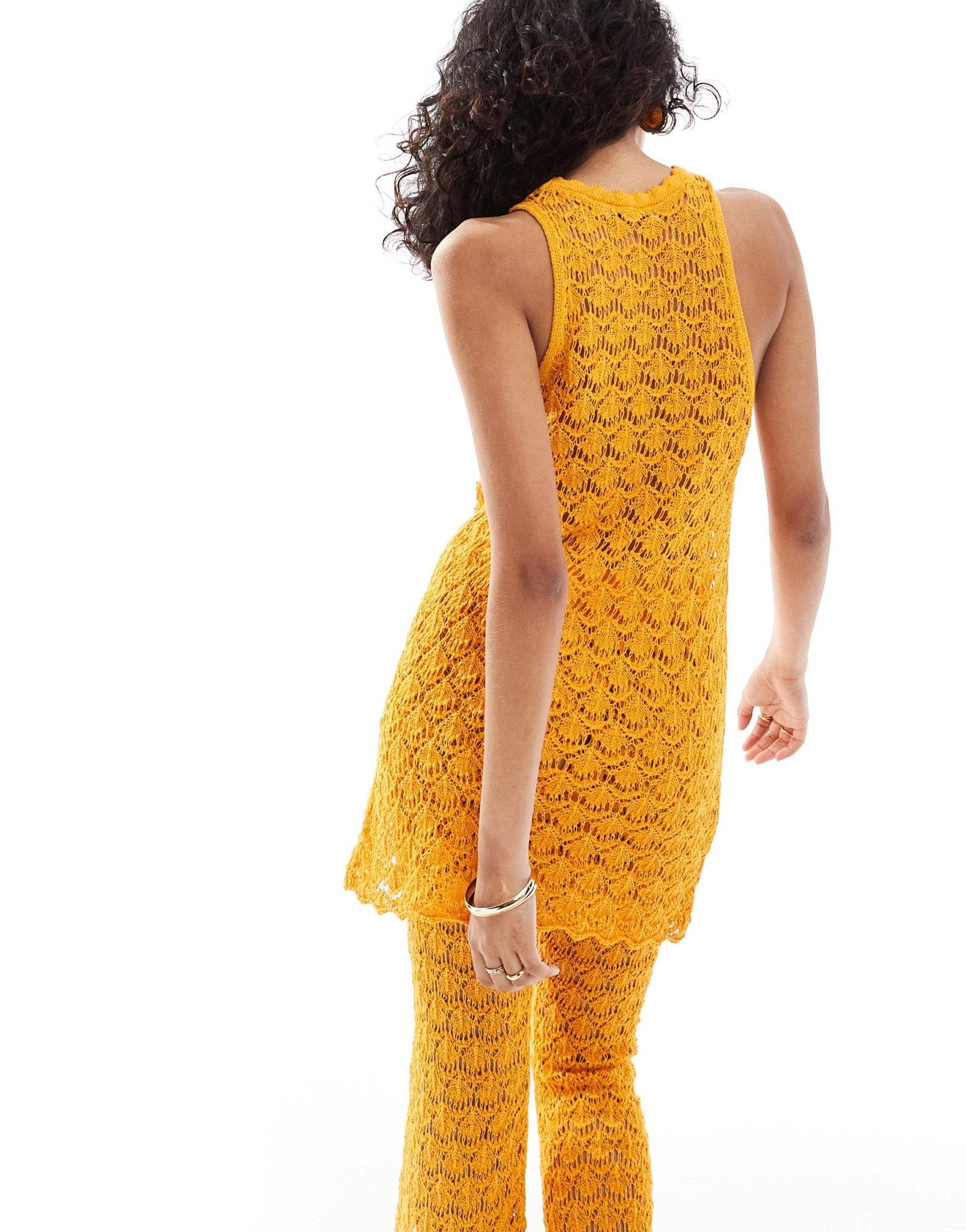 Mango longline crochet co - ord top in orange - ASOS Sample Sale EU Store
