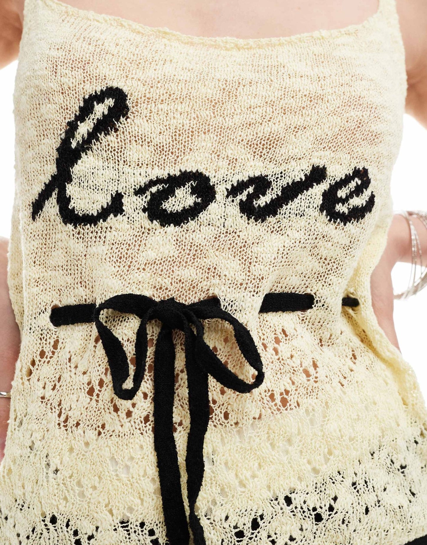 Mango love embroidered cami top in beige - ASOS Sample Sale EU Store
