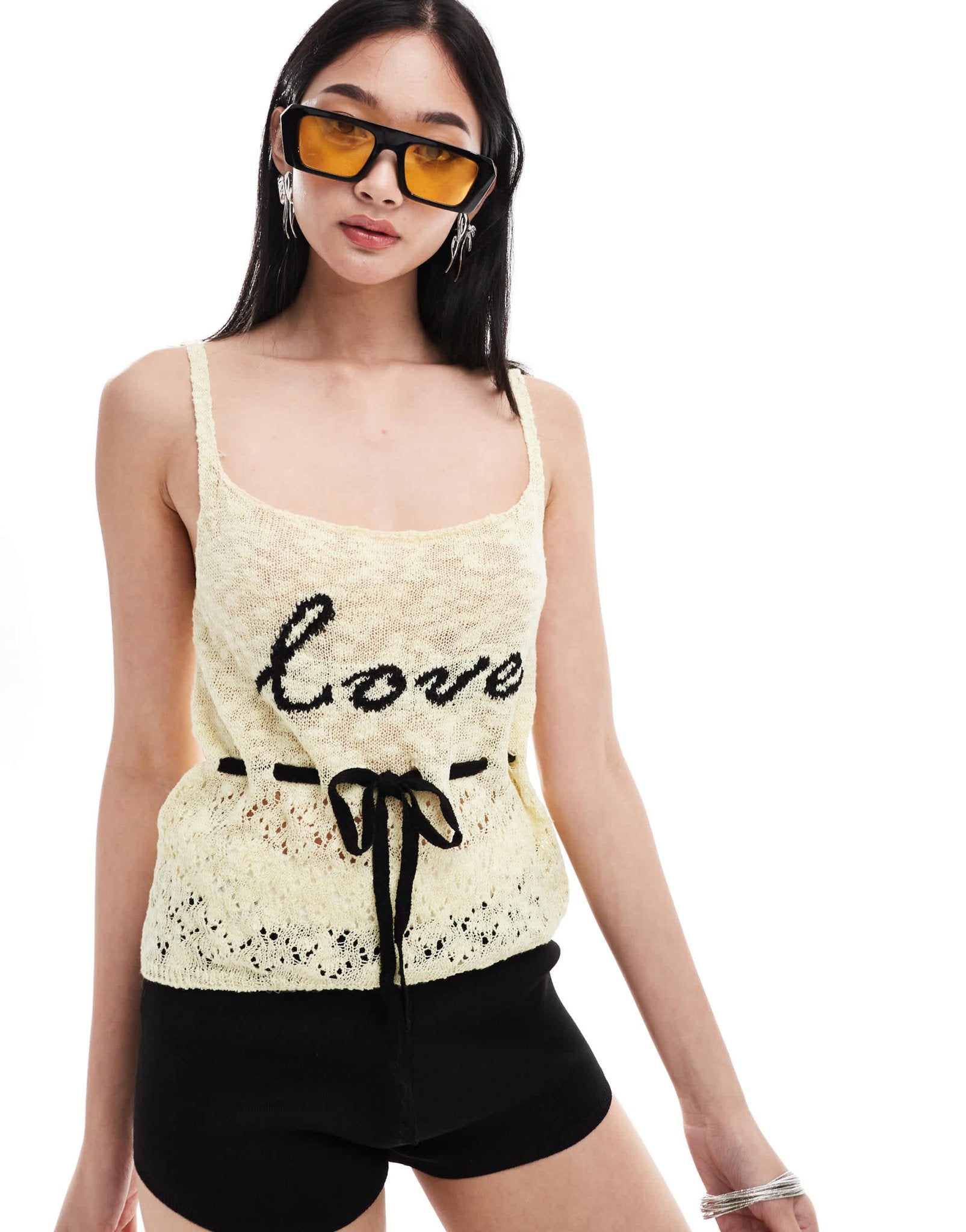 Mango love embroidered cami top in beige - ASOS Sample Sale EU Store