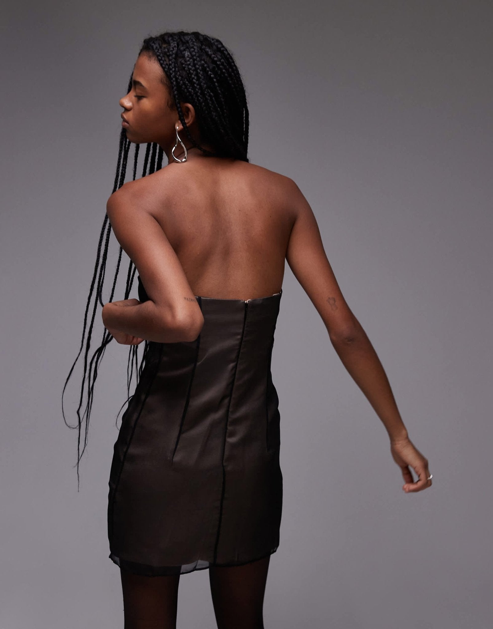 Mango mesh bandeau mini dress in black - ASOS Sample Sale EU Store