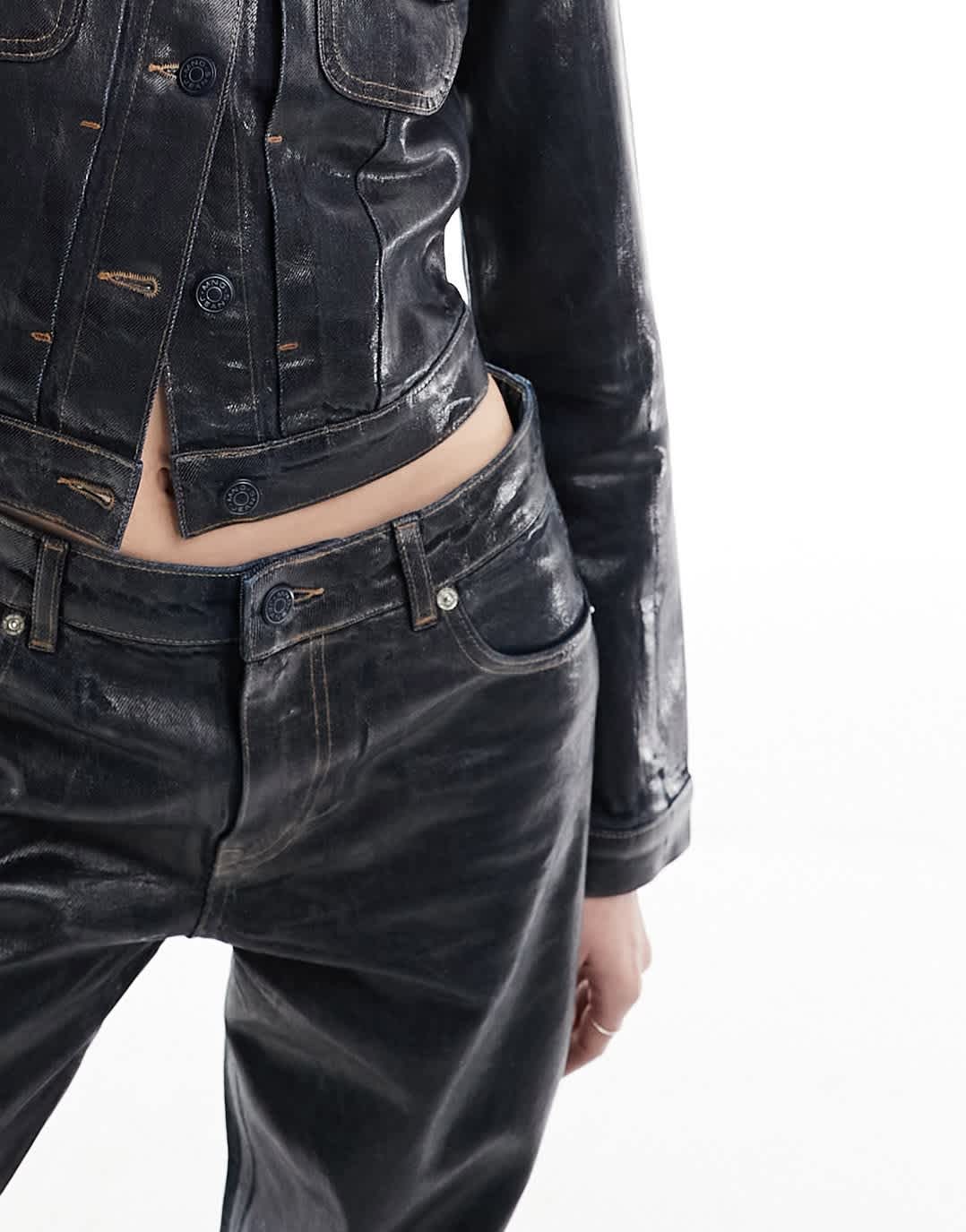 Mango metallic wash jeans in dark blue - ASOS Sample Sale EU Store
