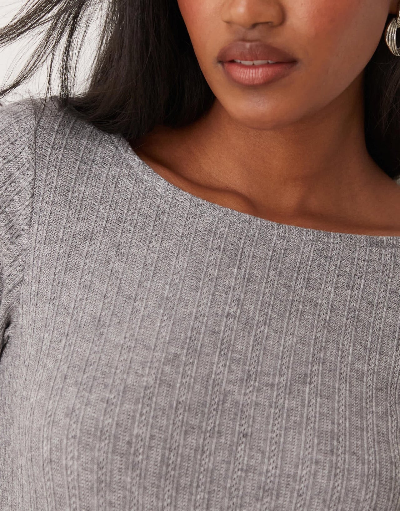 Mango mixed ribbed long sleeve top in grey - ASOS Sample Sale EU Store