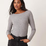 Mango mixed ribbed long sleeve top in grey