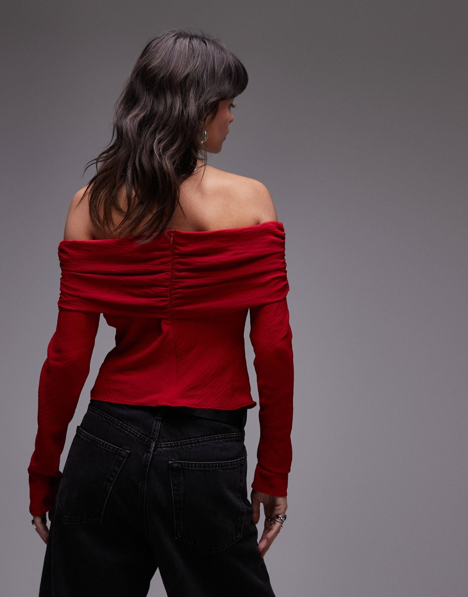 Mango off shoulder long sleeve top in red - ASOS Sample Sale EU Store