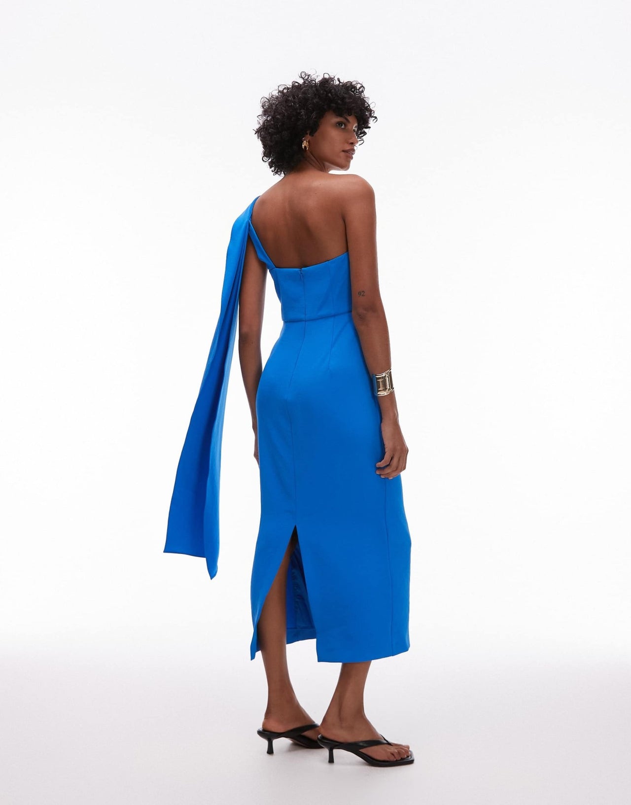 Mango one sholder draped dress in cerulean blue - ASOS Sample Sale EU Store