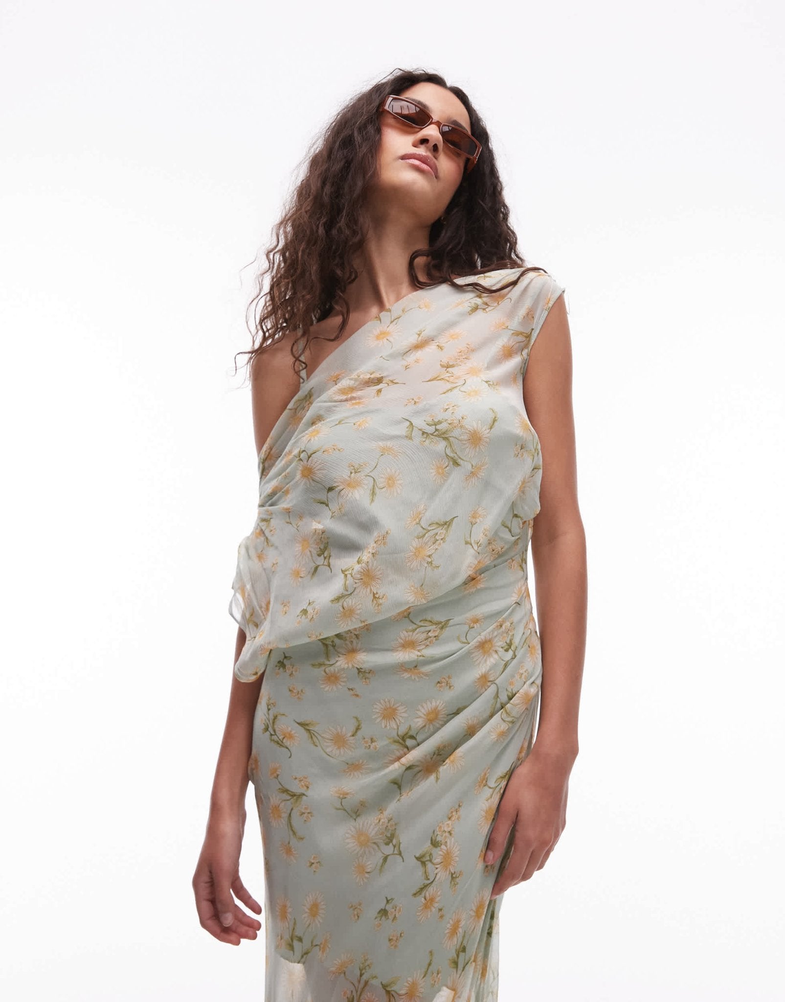 Mango one should drape floral midi dress in pale blue - ASOS Sample Sale EU Store