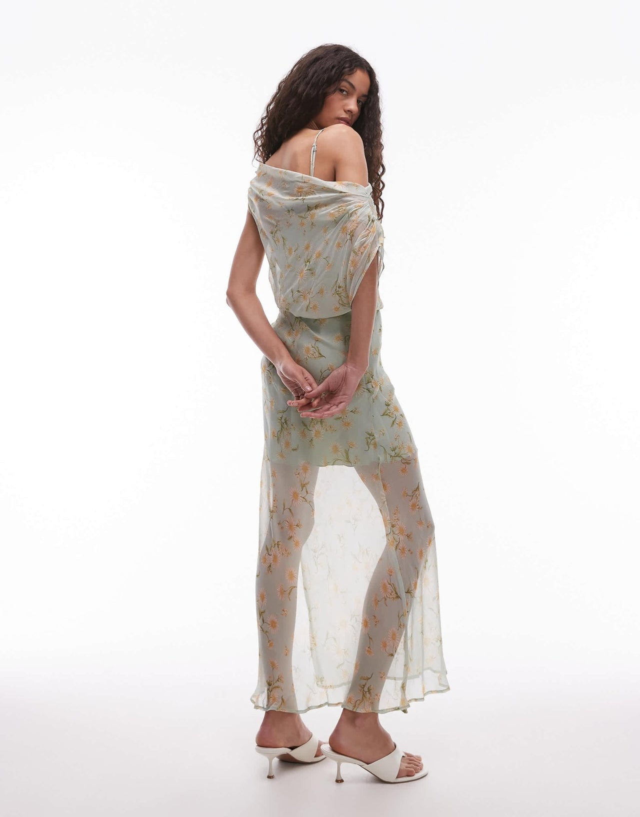 Mango one should drape floral midi dress in pale blue - ASOS Sample Sale EU Store
