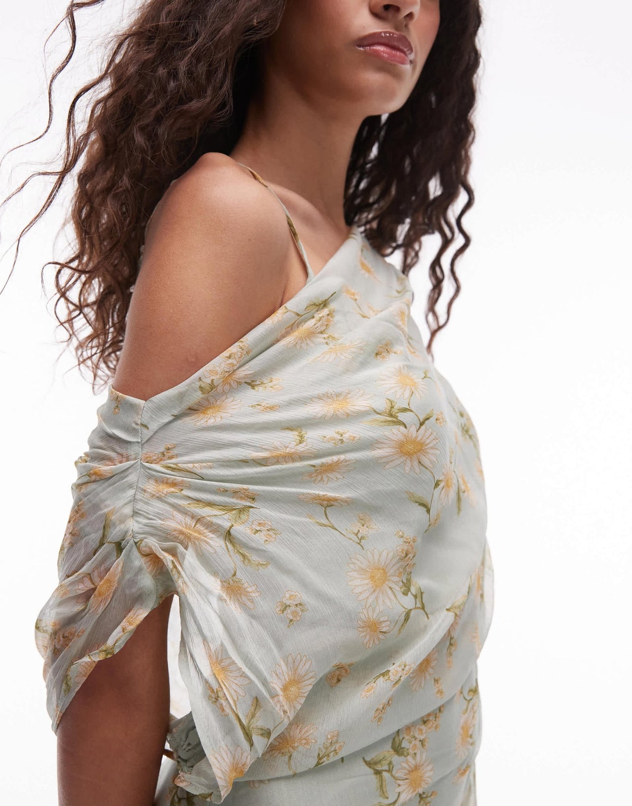 Mango one should drape floral midi dress in pale blue - ASOS Sample Sale EU Store