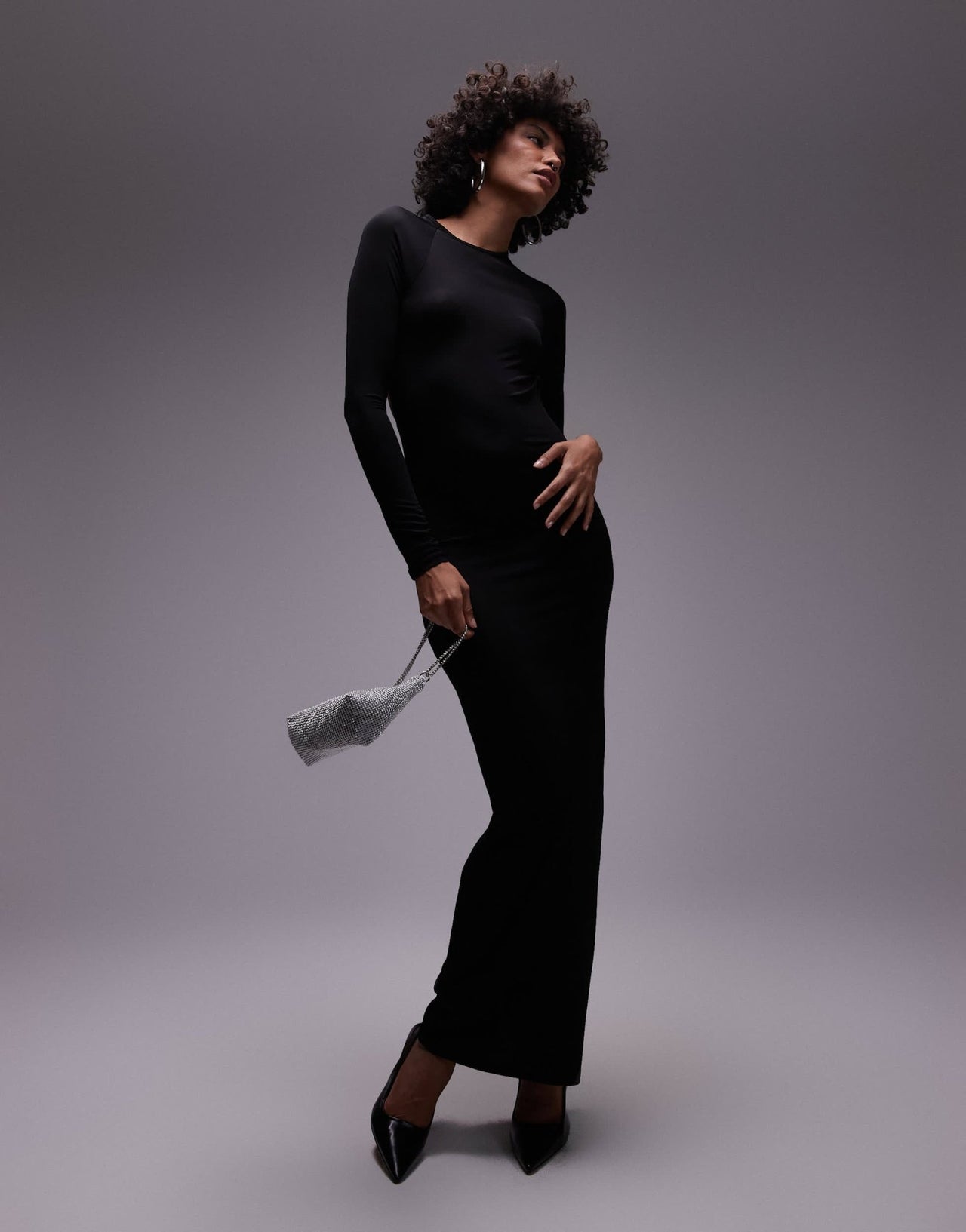 Mango open back detail maxi dress in black - ASOS Sample Sale EU Store