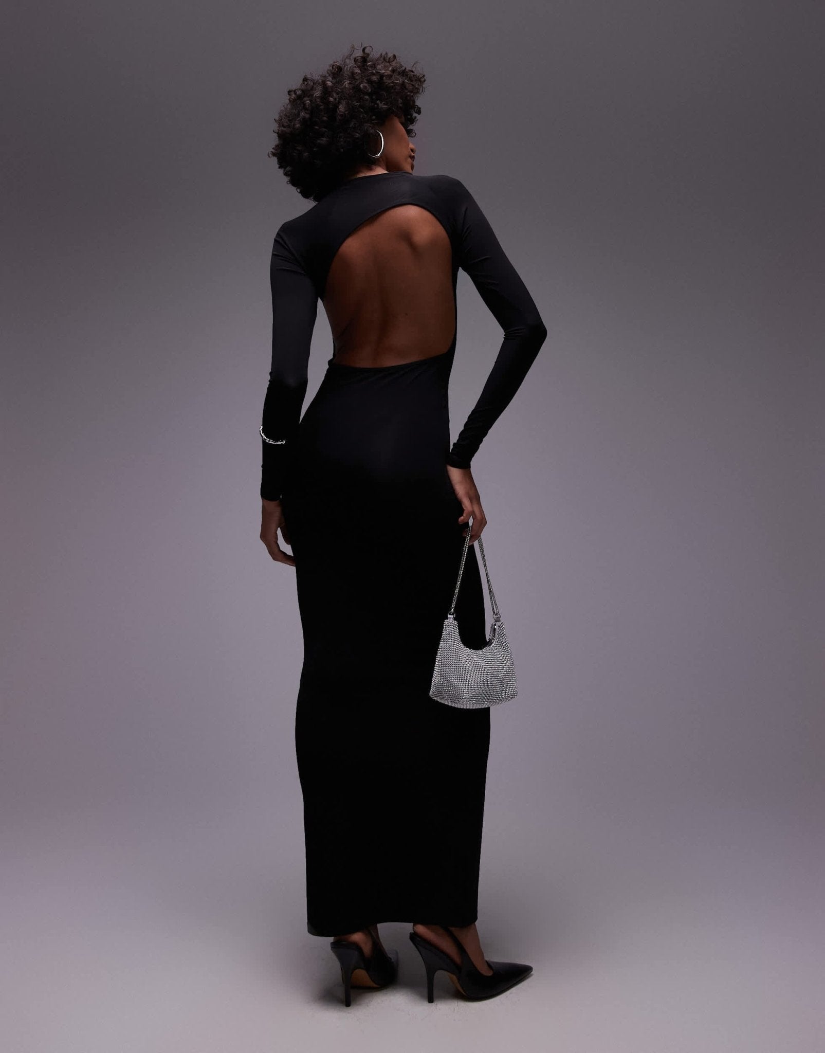 Mango open back detail maxi dress in black - ASOS Sample Sale EU Store