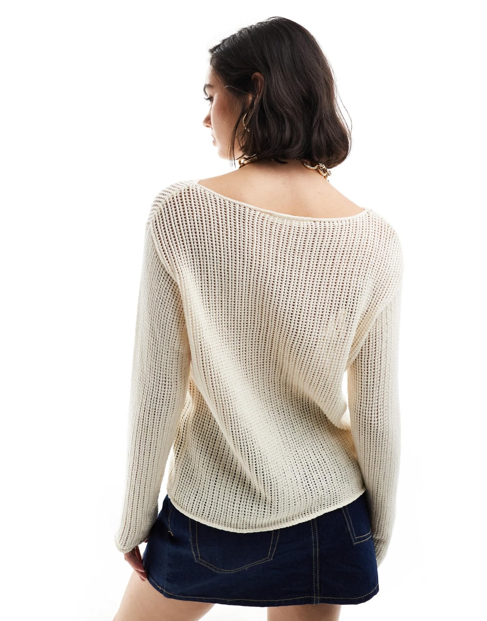 Mango oversized open weave jumper in white - ASOS Sample Sale EU Store